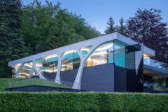 Air Lux Reference Poolhouse Western Switzerland Sliding Window Evening