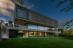 Air Lux Reference Villa In Czech Republic Sliding Window Living Room Exterior View Night