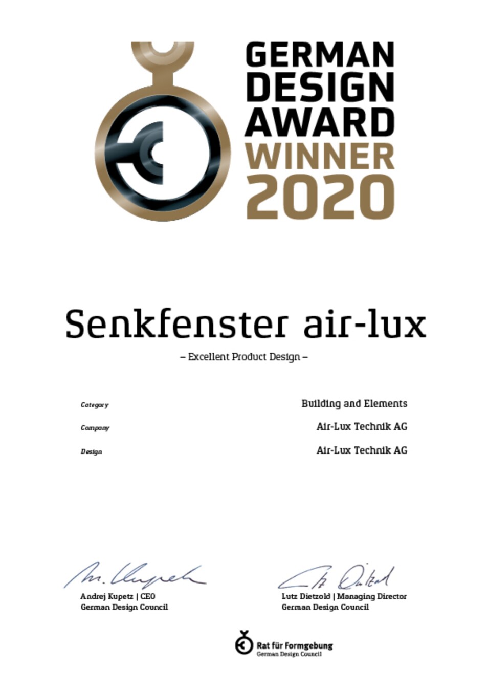 Blog Double Winner German Design Award 2020: descending window & pivoting door Air Lux 4